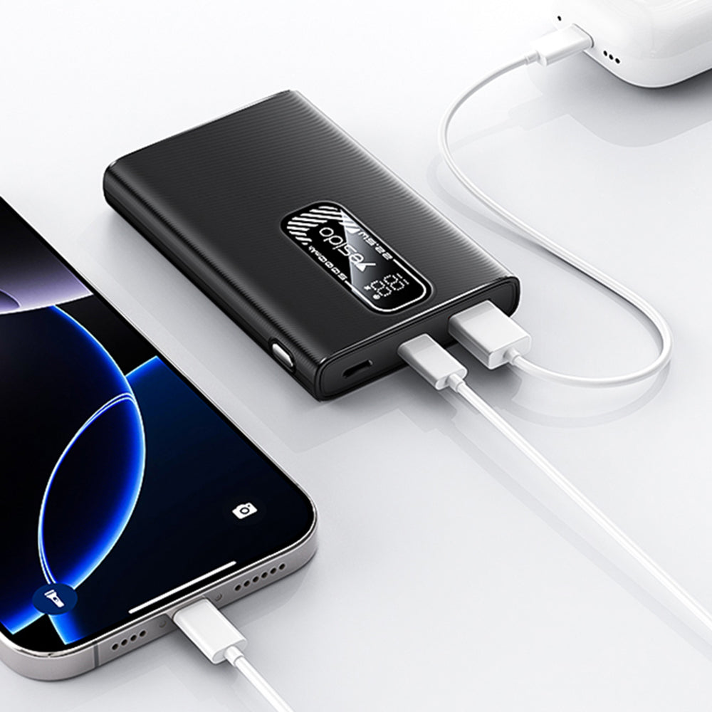 Yesido YP92 külső akkumulátor, 5000mAh, 22.5W, QC + PD, 1 x USB-A - 1 x USB-C, Fekete