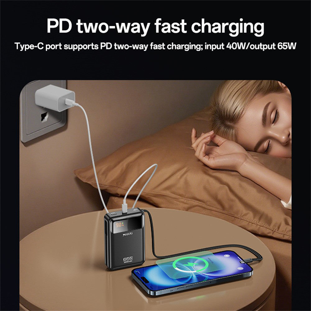 Yesido YP97 külső akkumulátor, 20000mAh, 65W, PD, 2 x USB-C, Szürke