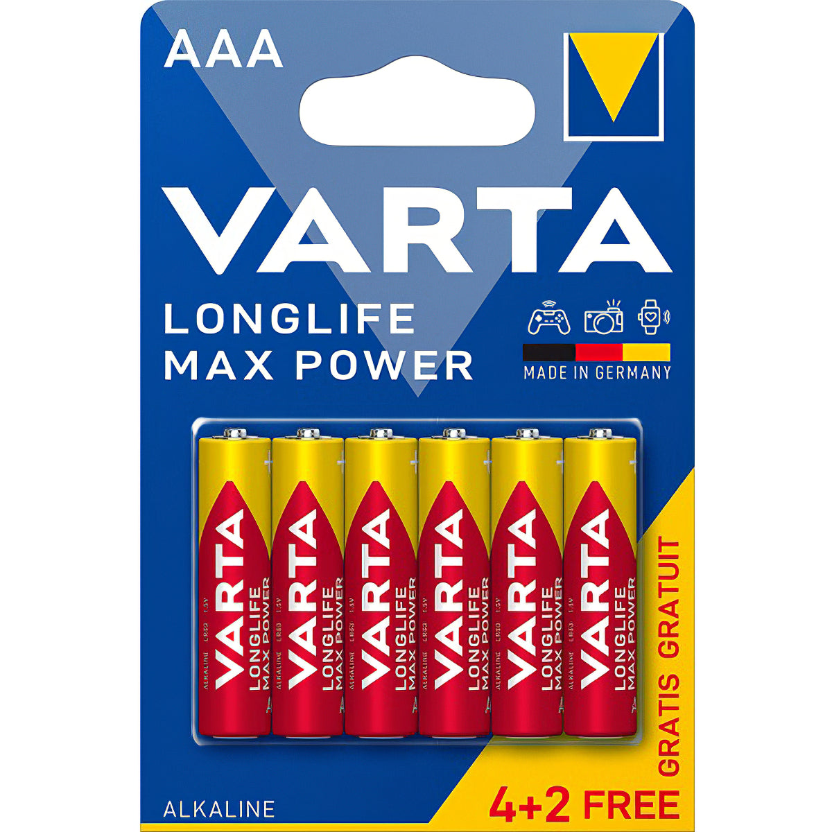 Varta Longlife Max Power Max Power 4703 akkumulátorok, AAA / LR3, 6 darabos készlet