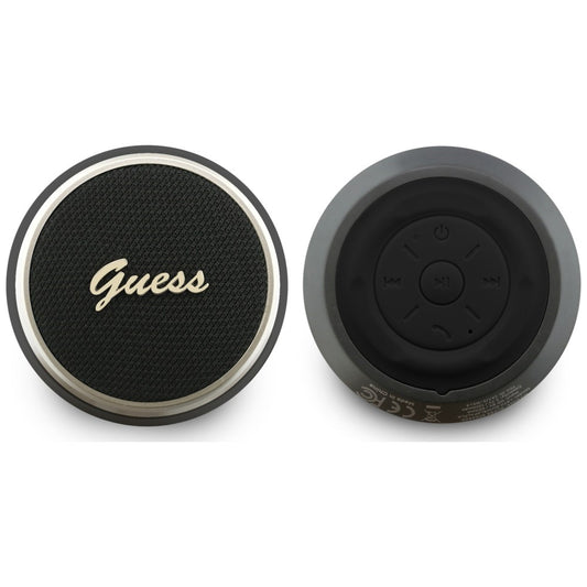 Guess Script Fém Logós Hordozható Bluetooth Hangszóró, 5W, TWS, Fekete