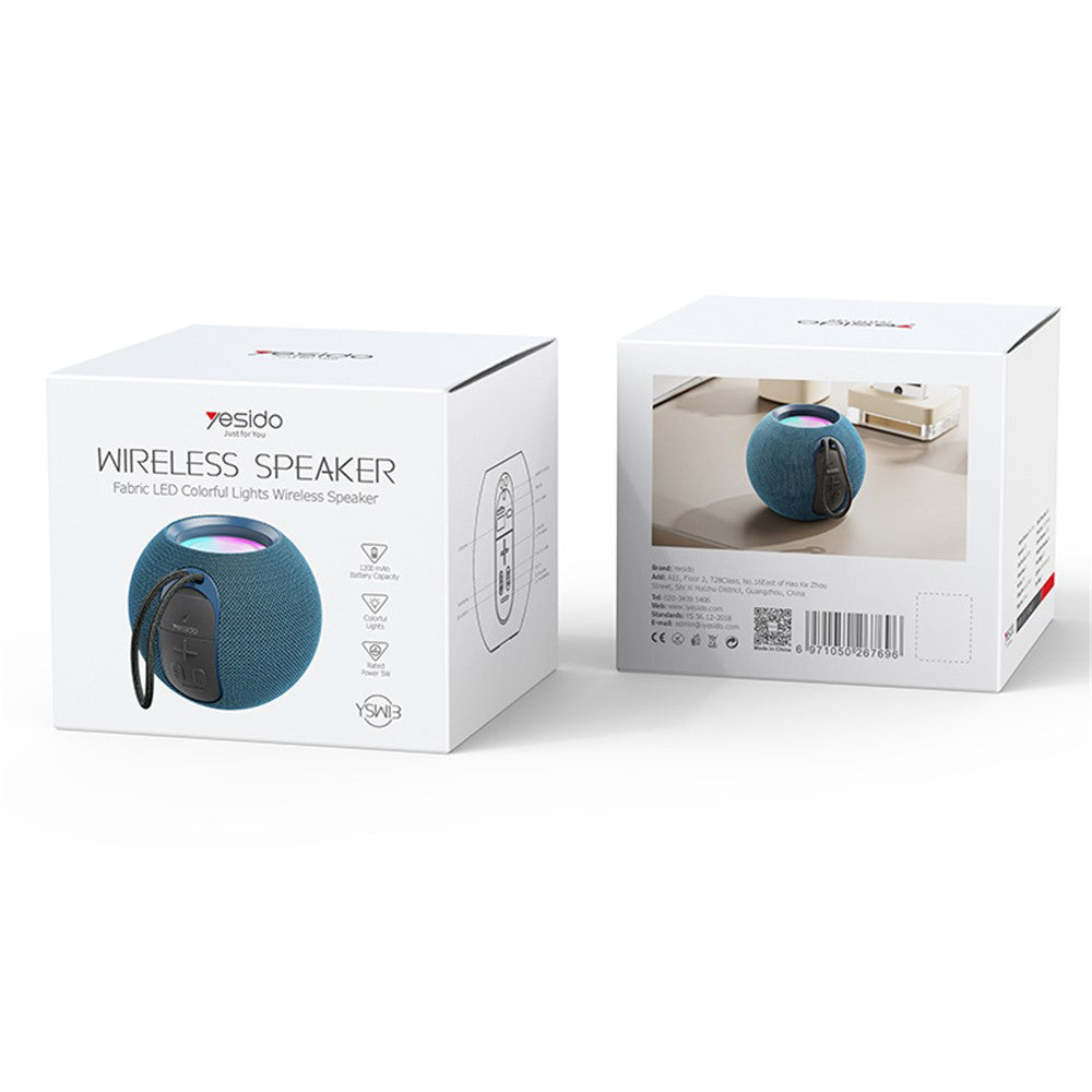 Hordozható Bluetooth Hangszóró Yesido YSW13, 5W, RGB, Kék