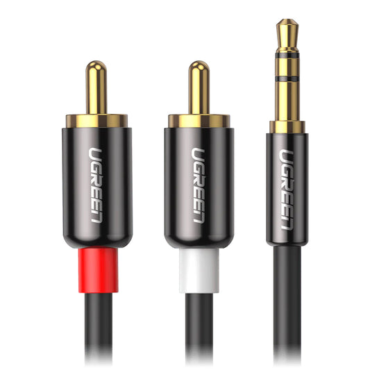 Audiokábel 3,5 mm - 2 x RCA UGREEN AV116, 3m, szürke