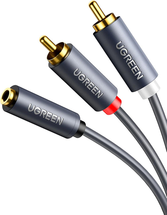 Audiokábel 3,5 mm - 2 x RCA UGREEN AV102, 1m, szürke