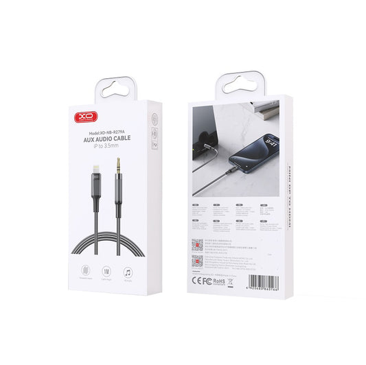 Audio kábel Lightning - 3.5mm XO Design NB-R279A, 1m, Fekete