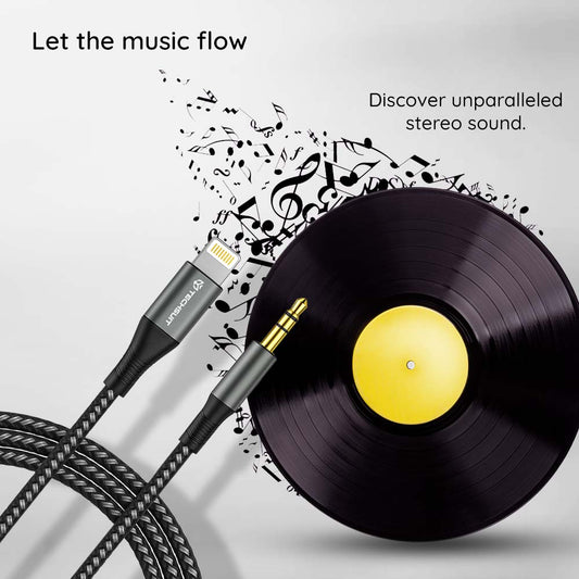 Lightning - 3,5 mm-es Techsuit AC17 NexaSound audio kábel, 1m, szürke