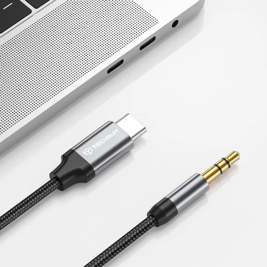USB-C - 3.5mm Techsuit AC11 FuseXound audio kábel, 0.5m, szürke