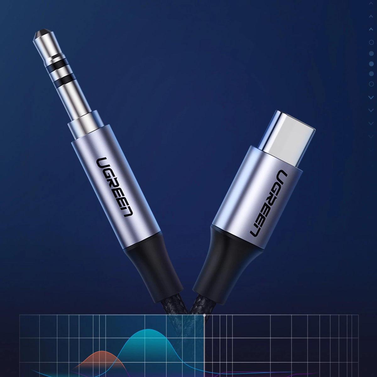 USB-C - 3.5mm UGREEN AV143 Audio Kábel, 1m, Szürke