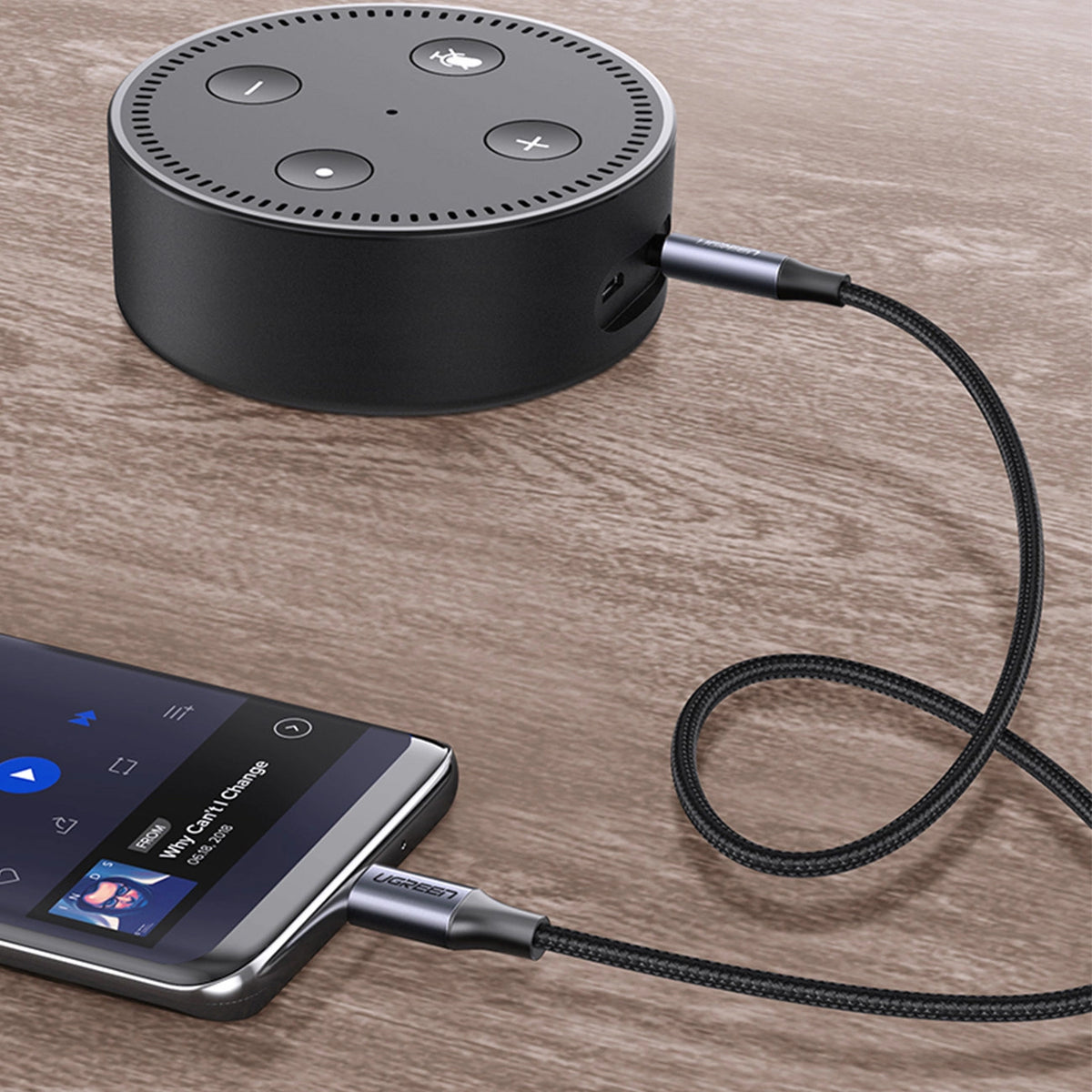 USB-C - 3.5mm UGREEN AV143 Audio Kábel, 1m, Szürke