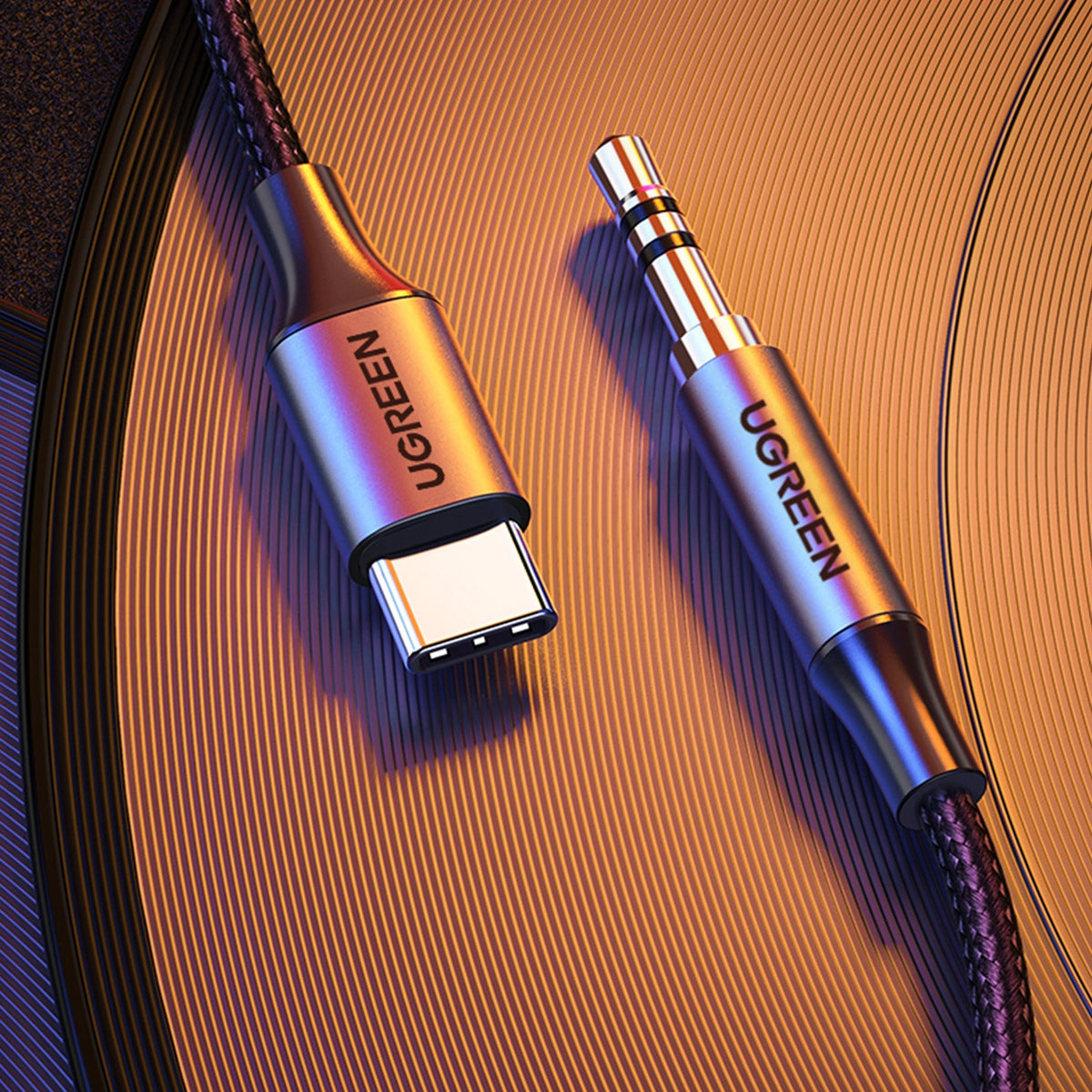 USB-C - 3.5mm UGREEN AV143 Audio Kábel, 1m, Szürke