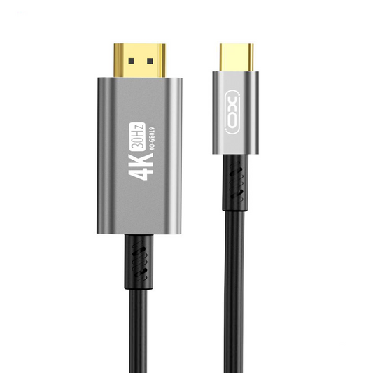 USB-C - HDMI XO Design GB019 audio és videó kábel, 1.8m, fekete
