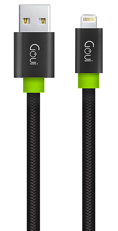 Adat- és töltőkábel USB-A - Lightning Goui Fashion Flat, 18W, 1m, fekete G-LC8PINFBF-K