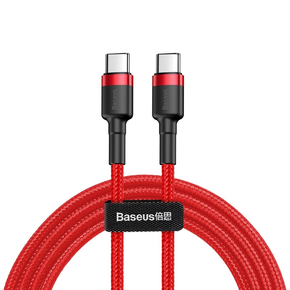 USB-C adat- és töltőkábel - USB-C Baseus Cafule, 60W, 1m, piros CATKLF-G09