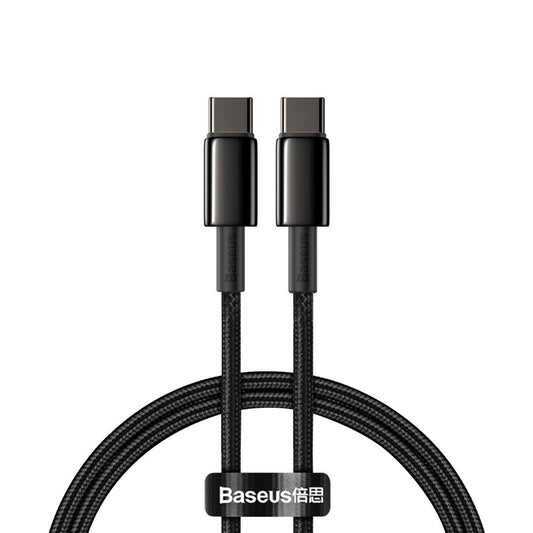 USB-C adat- és töltőkábel - USB-C Baseus Tungsten Baseus Tungsten Gold, 100W, 1m, fekete CATWJ-01 CATWJ-01 CATWJ-01