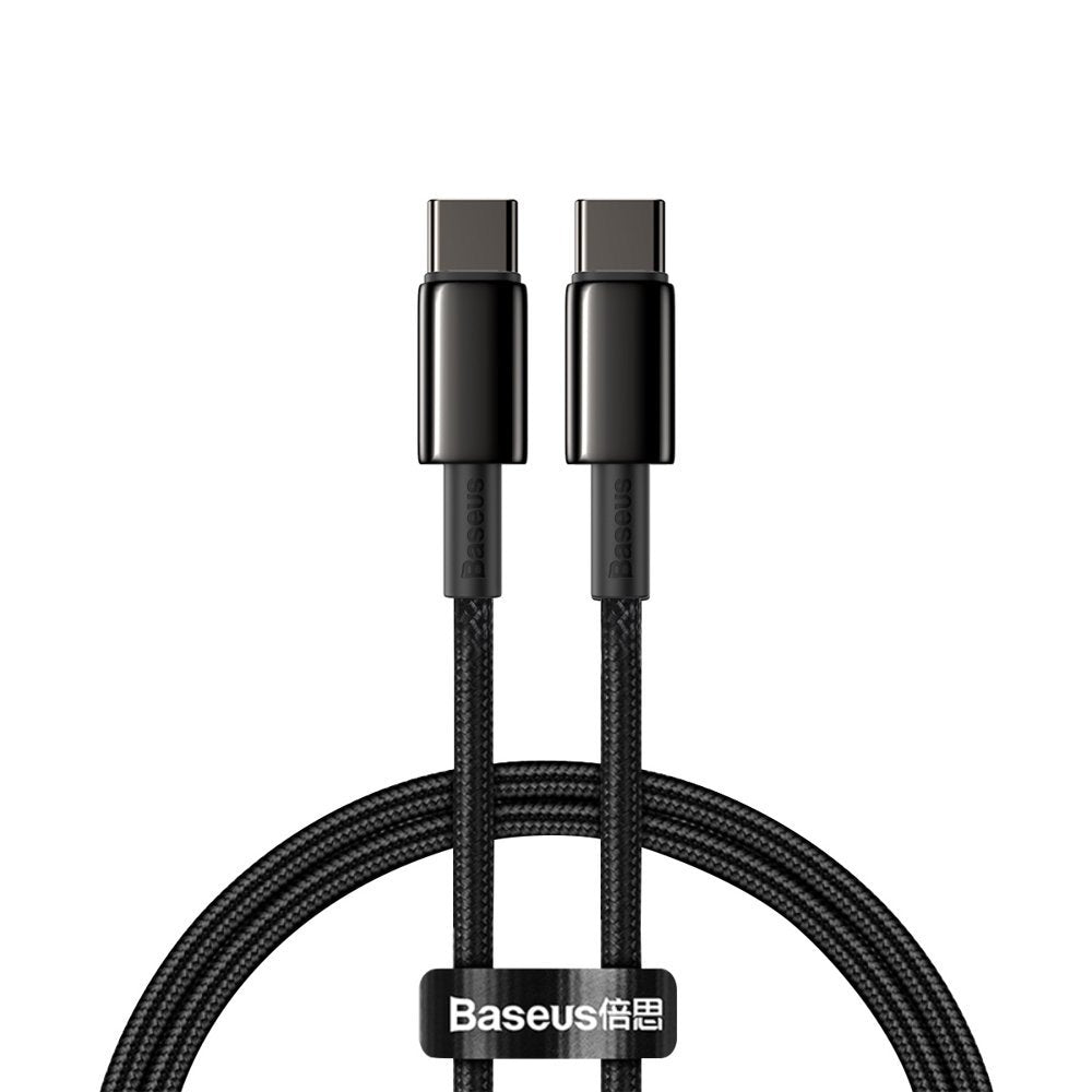 USB-C adat- és töltőkábel - USB-C Baseus Tungsten Baseus Tungsten Gold, 100W, 2m, fekete CATWJ-A01 CATWJ-A01 CATWJ-A01