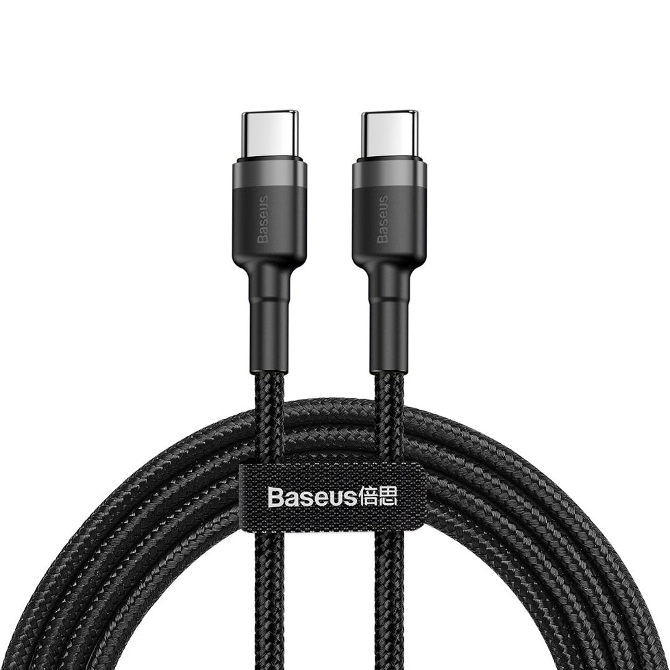 USB-C adat- és töltőkábel - USB-C Baseus Cafule, 60W, 2m, fekete CATKLF-HG1