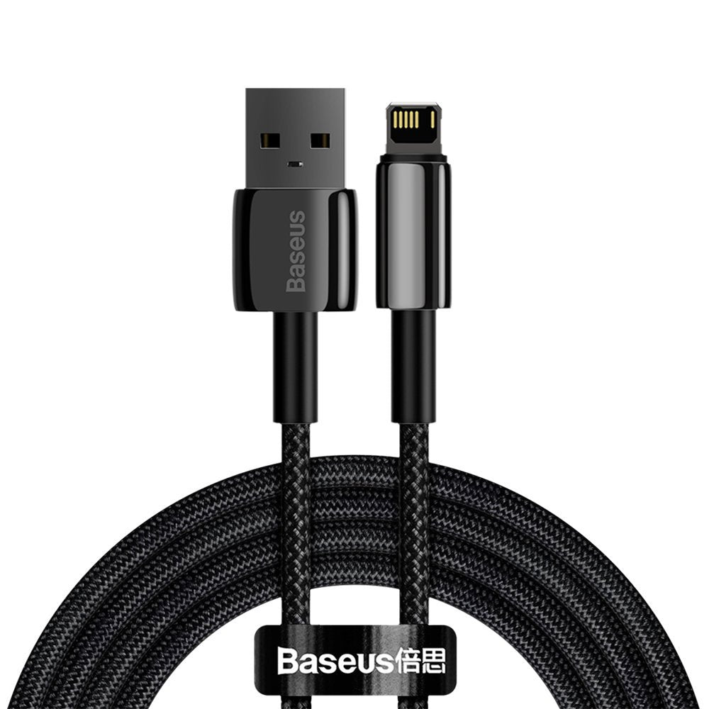 Baseus Tungsten Tungsten arany USB Lightning adat- és töltőkábel, 2m, 2,4A, fekete CALWJ-A01