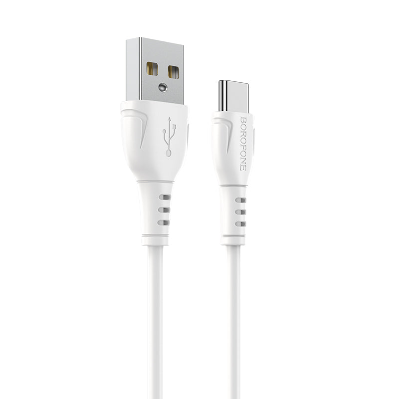 USB-A - USB-C Borofone BX51 Triumph adat- és töltőkábel, 20W, 1m, fehér