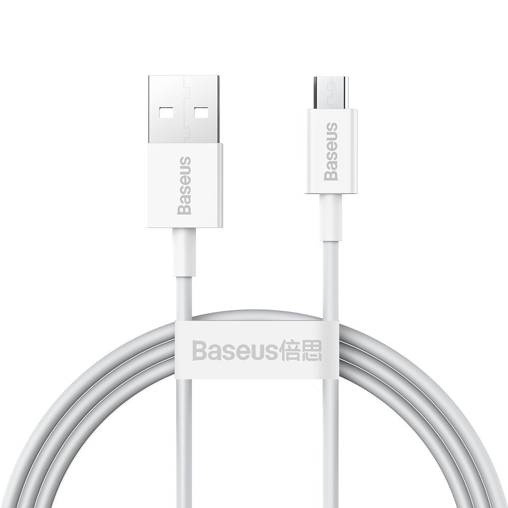 USB-A - microUSB adat- és töltőkábel Baseus Superior Series, 18W, 2m, Fehér CAMYS-A02