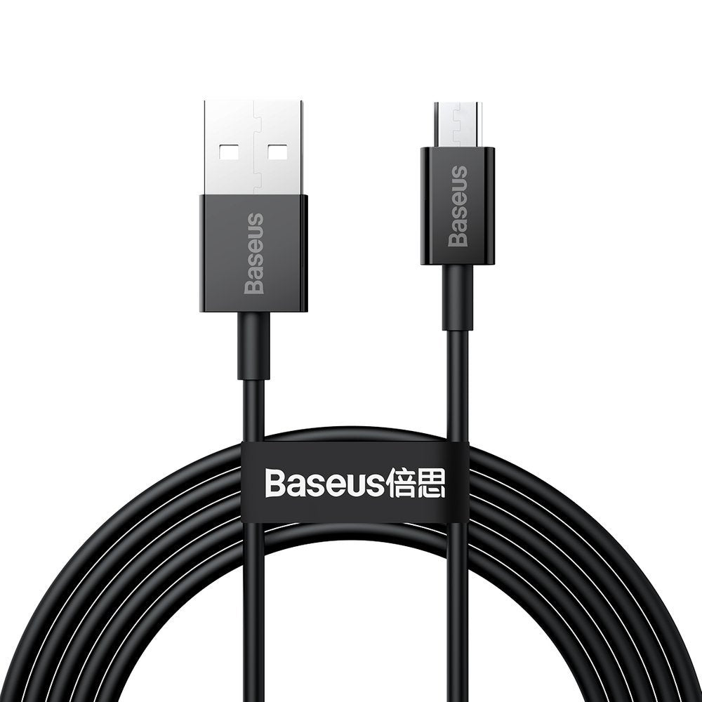 USB-A - microUSB adat- és töltőkábel Baseus Superior Series, 18W, 2m, fekete CAMYS-A01