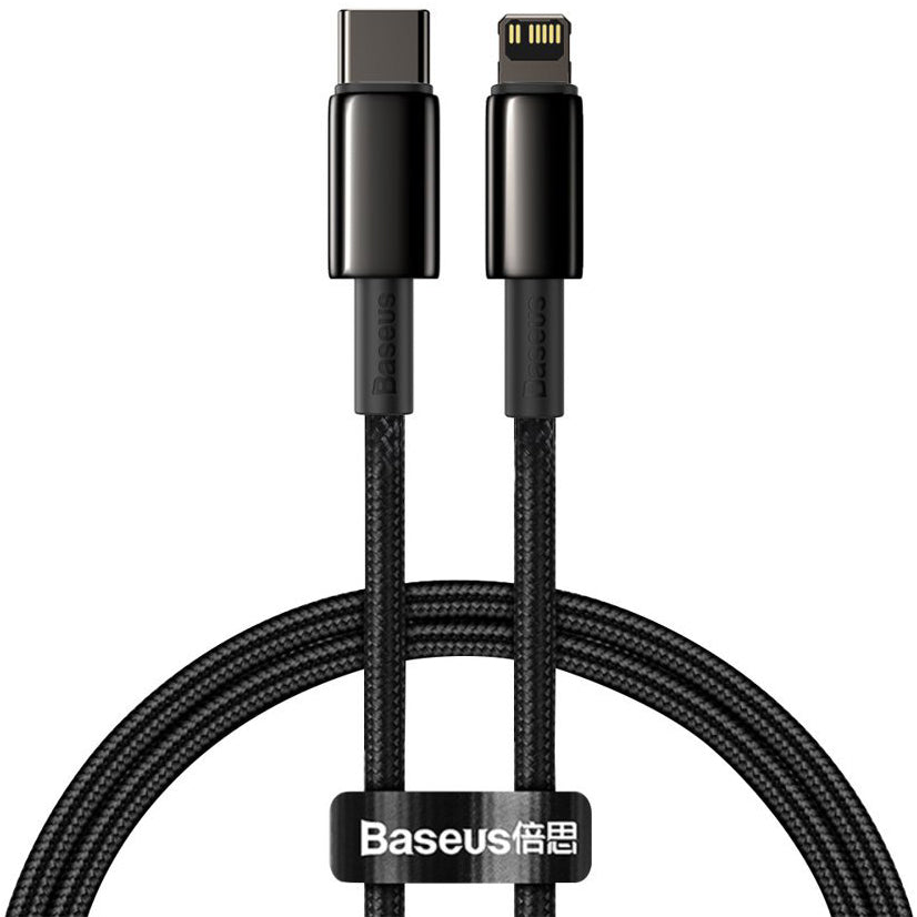 Adat- és töltőkábel USB-C - Lightning Baseus Tungsten Tungsten Gold, 20W, 1m, fekete CATLWJ-01 CATLWJ-01 CATLWJ-01