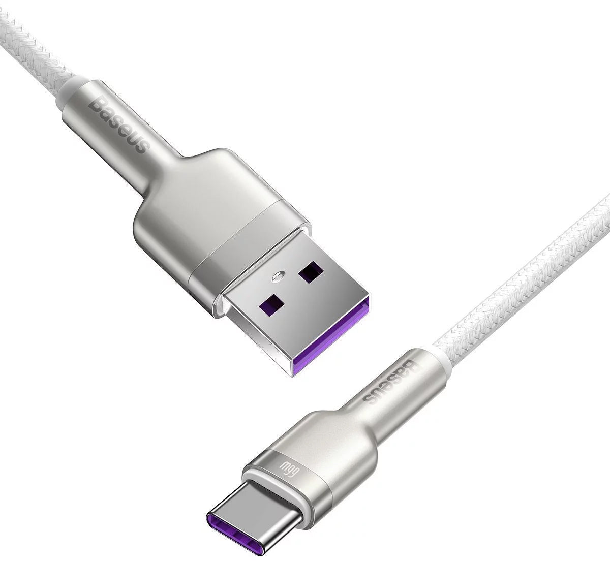 Adat- és töltőkábel USB-A USB-C Baseus Cafule Metal Series, 66W, 1m, fehér CAKF000102