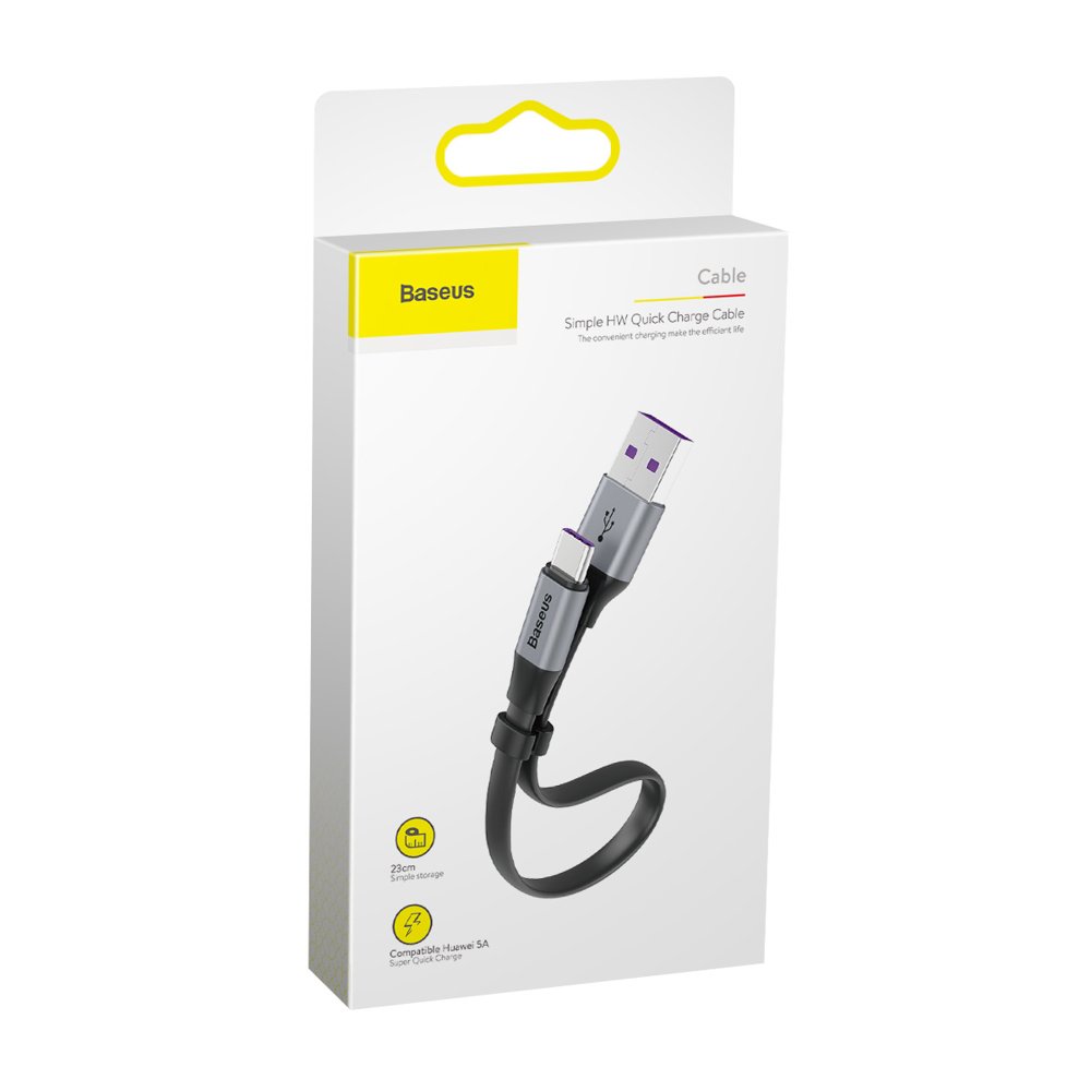USB-A - USB-C Baseus Simple adat- és töltőkábel, 40W, 0,23m, szürke CATMBJ-BG1