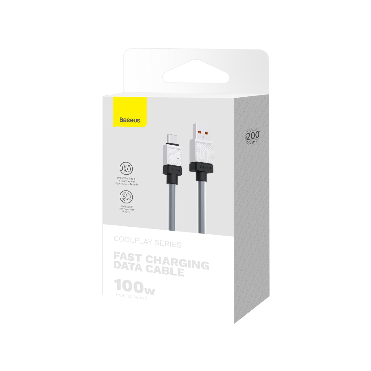 USB-A - USB-C Baseus CoolPlay adat- és töltőkábel, 100W, 2m, Fekete CAKW000701