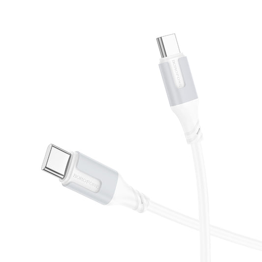 USB-C - USB-C adat- és töltőkábel Borofone BX101 Creator, 60W, 1m, Fehér
