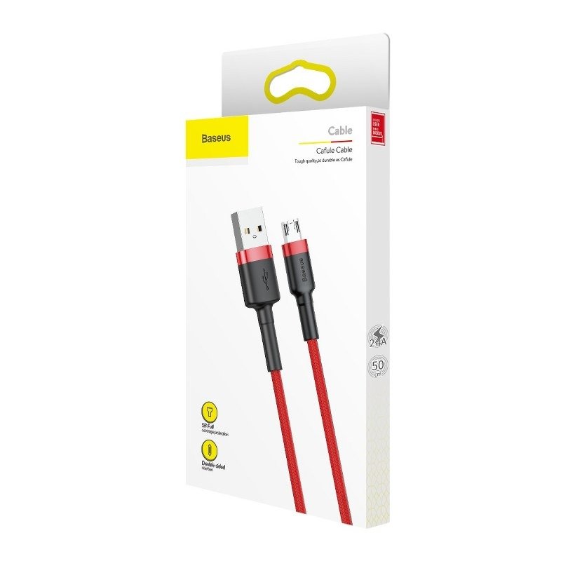 Adat- és töltőkábel USB-A - microUSB Baseus Cafule, 18W, 1m, piros CAMKLF-B09