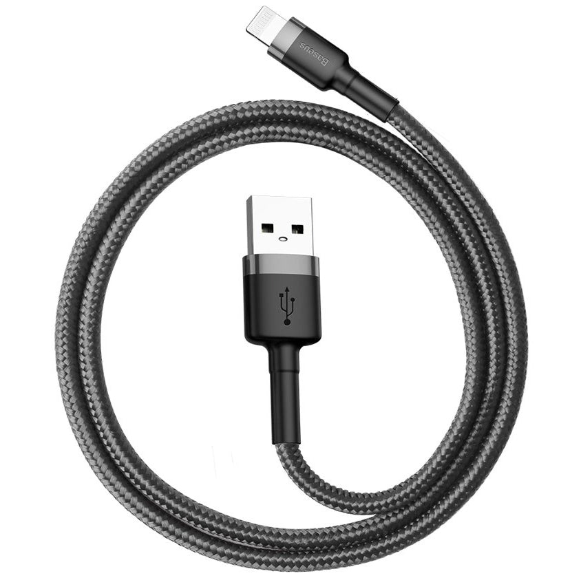 USB-A - Lightning Baseus Cafule adat- és töltőkábel, 18W, 0,5m, szürke CALKLF-AG1