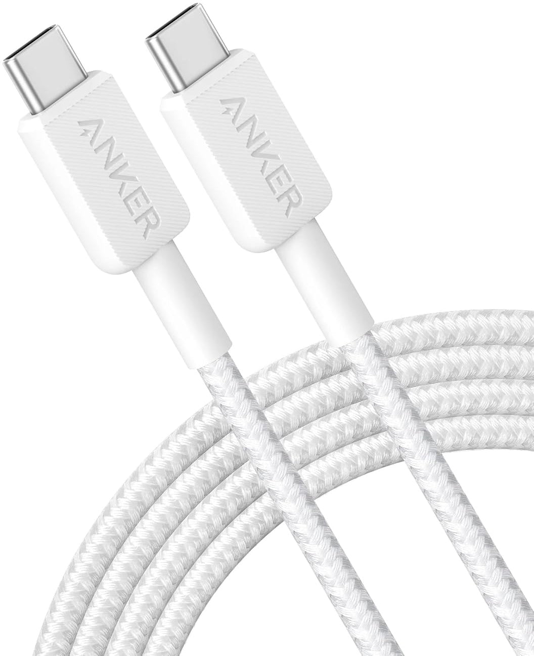 USB-C - USB-C Anker 322 adat- és töltőkábel, 60W, 0.9m, Fehér A81F5G21