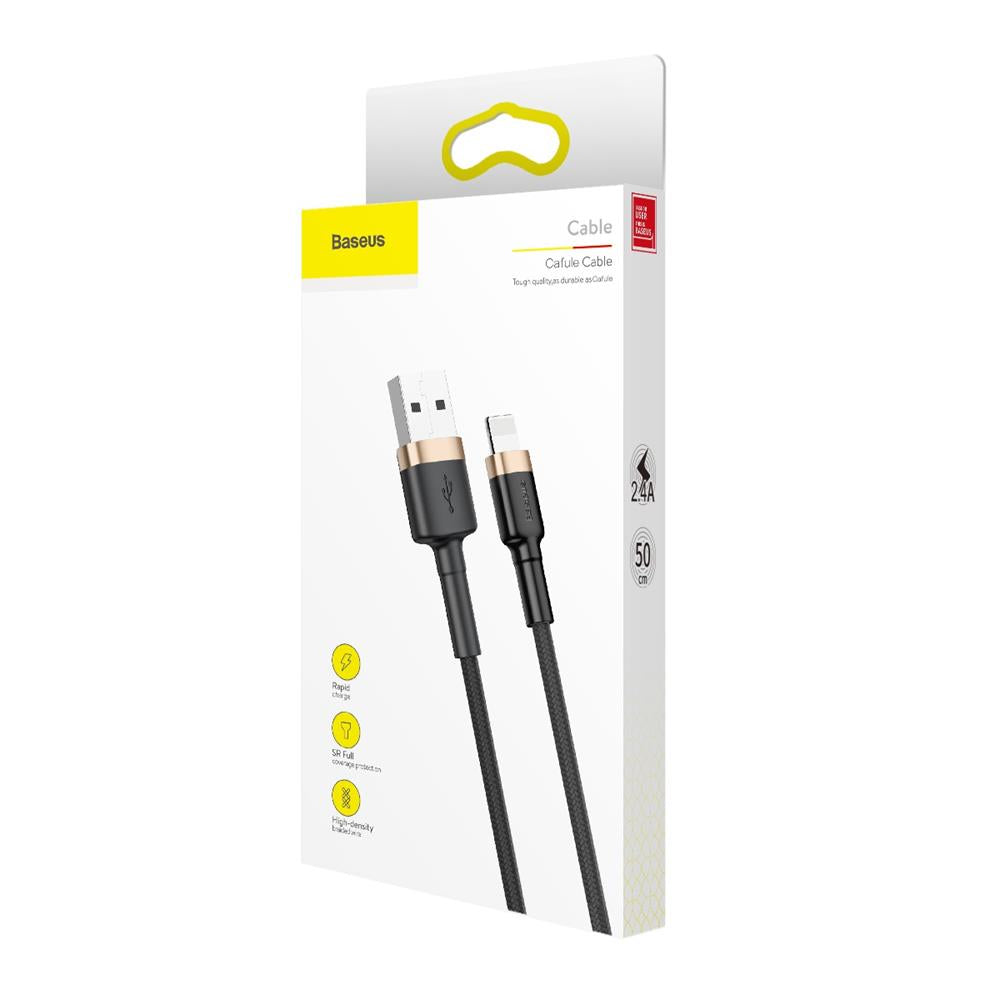USB-A - Lightning adat- és töltőkábel Baseus Cafule, 18W, 1m, arany CALKLF-BV1