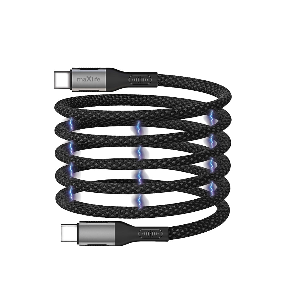 USB-C - USB-C MaXlife MXUC-11 Mágneses Adat- és Töltőkábel, 100W, 1m, Fekete