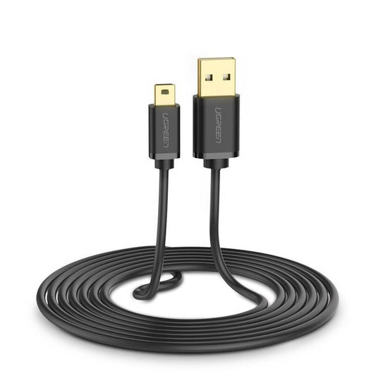 USB-A - miniUSB adat- és töltőkábel UGREEN US132, 18W, 1m, Fekete