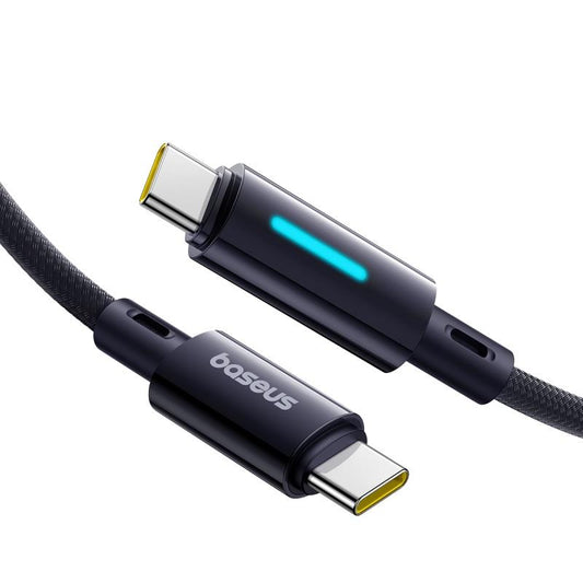USB-C - USB-C Baseus Lit Button Control adat- és töltőkábel, 100W, 1m, Fekete P10379000121-00