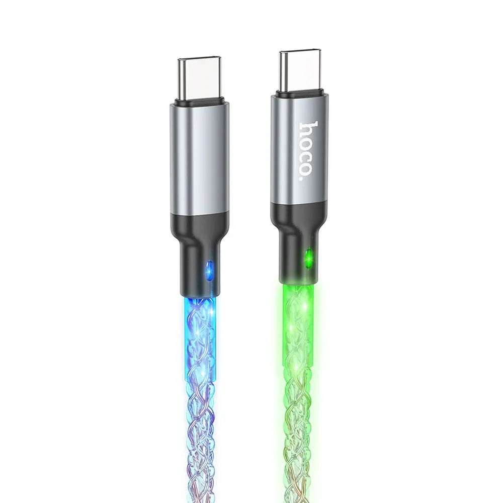 USB-C - USB-C HOCO U112 adat- és töltőkábel, 60W, 1m, Szürke