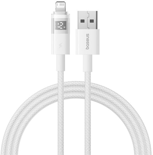 USB-A - Lightning Baseus Display 2 adat- és töltőkábel, 18W, 1m, Fehér P10382700211-00