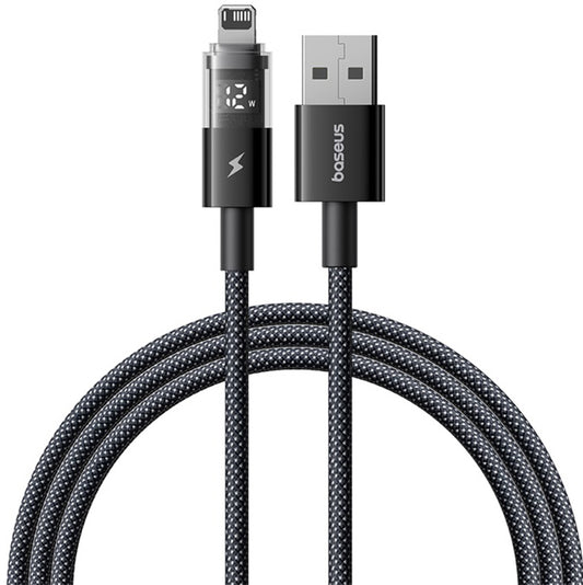USB-A - Lightning Baseus Display 2 adat- és töltőkábel, 18W, 1m, Fekete P10382700121-00
