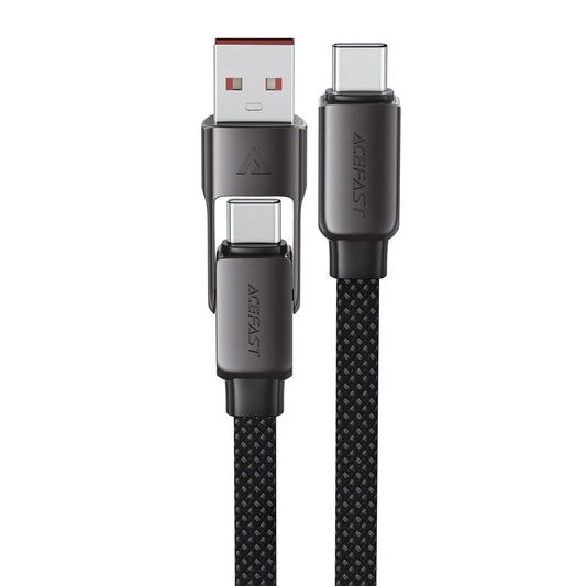 USB-C - USB-A / USB-C Acefast C13-05 adat- és töltőkábel, 60W, 0,2m, Fekete