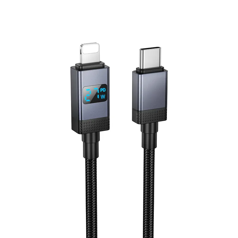 USB-C - Lightning HOCO X118 Display adat- és töltőkábel, 27W, 1m, Fekete