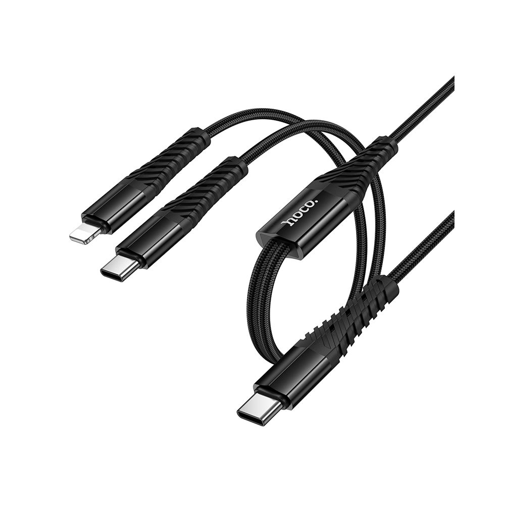 USB-C - Lightning / USB-C HOCO X123 töltőkábel, 10W, 1m, Fekete