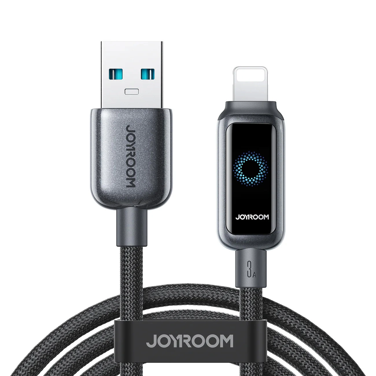 USB-A - Lightning Joyroom S-A55 StarFlight Display adat- és töltőkábel, 18W, 1.2m, Fekete