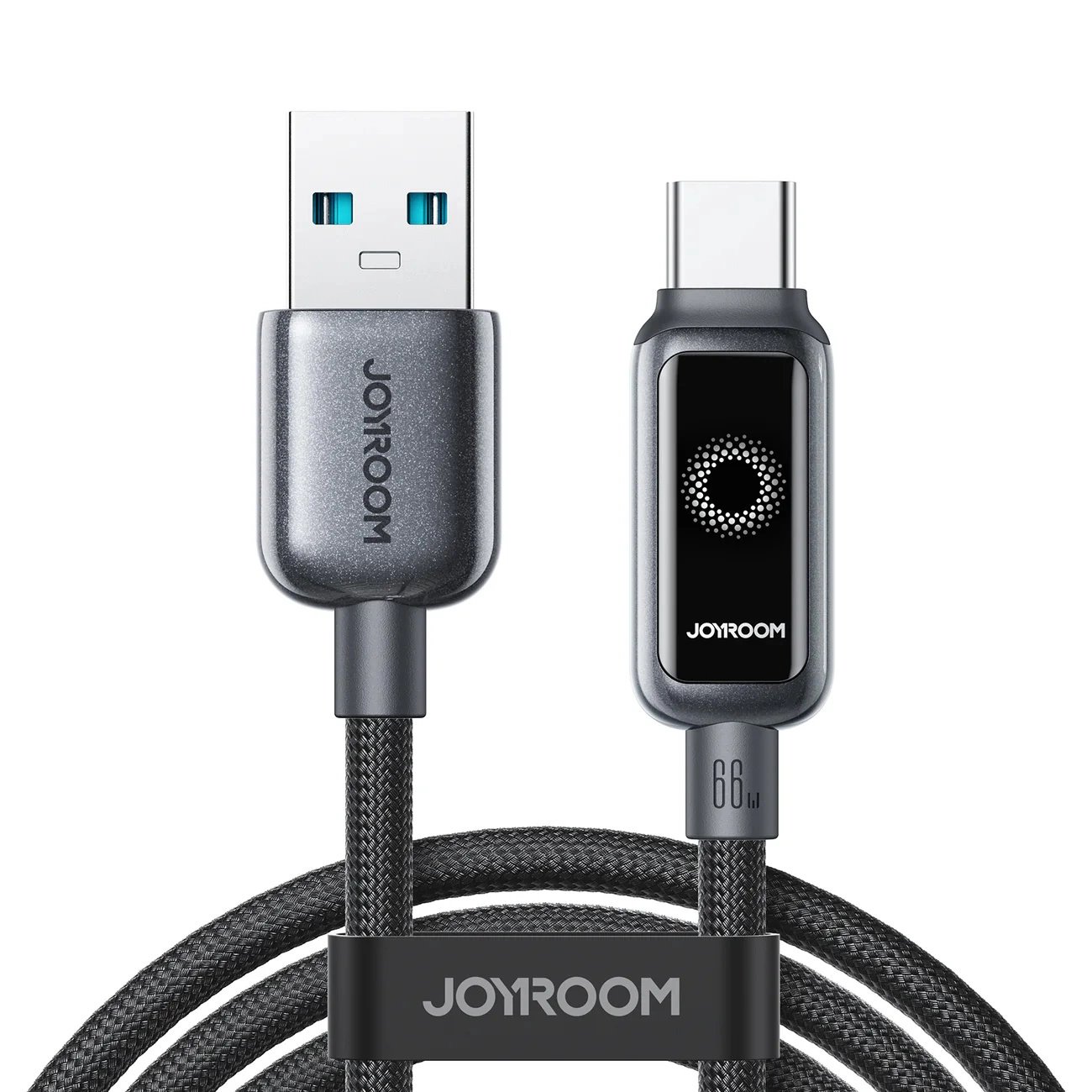 USB-A - USB-C adat- és töltőkábel Joyroom S-A55 StarFlight Display, 66W, 1.2m, Fekete