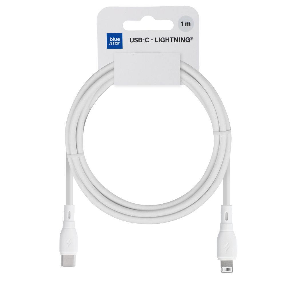 USB-C - Lightning Blue Star Eco adat- és töltőkábel, 27W, 1m, Fehér