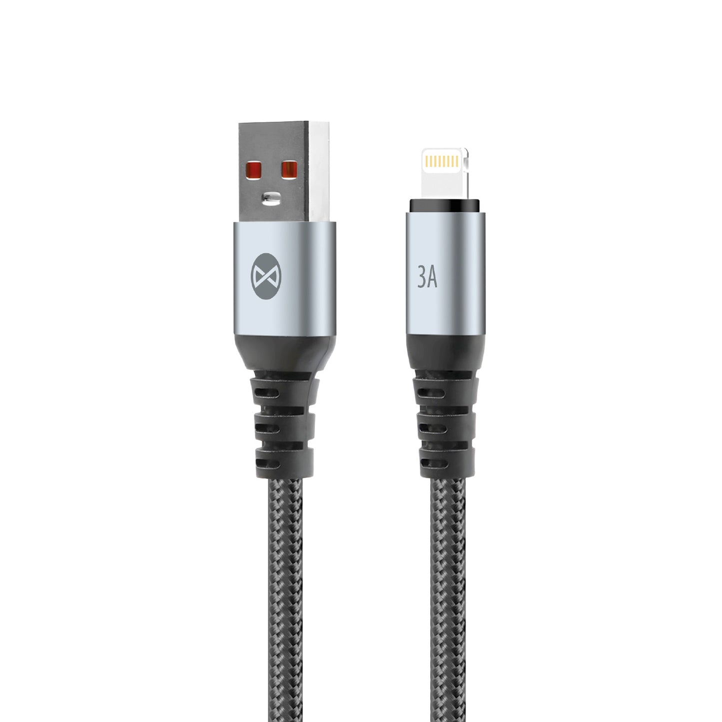 USB-A - Lightning Forever Braix adat- és töltőkábel, 18W, 1m, Fekete