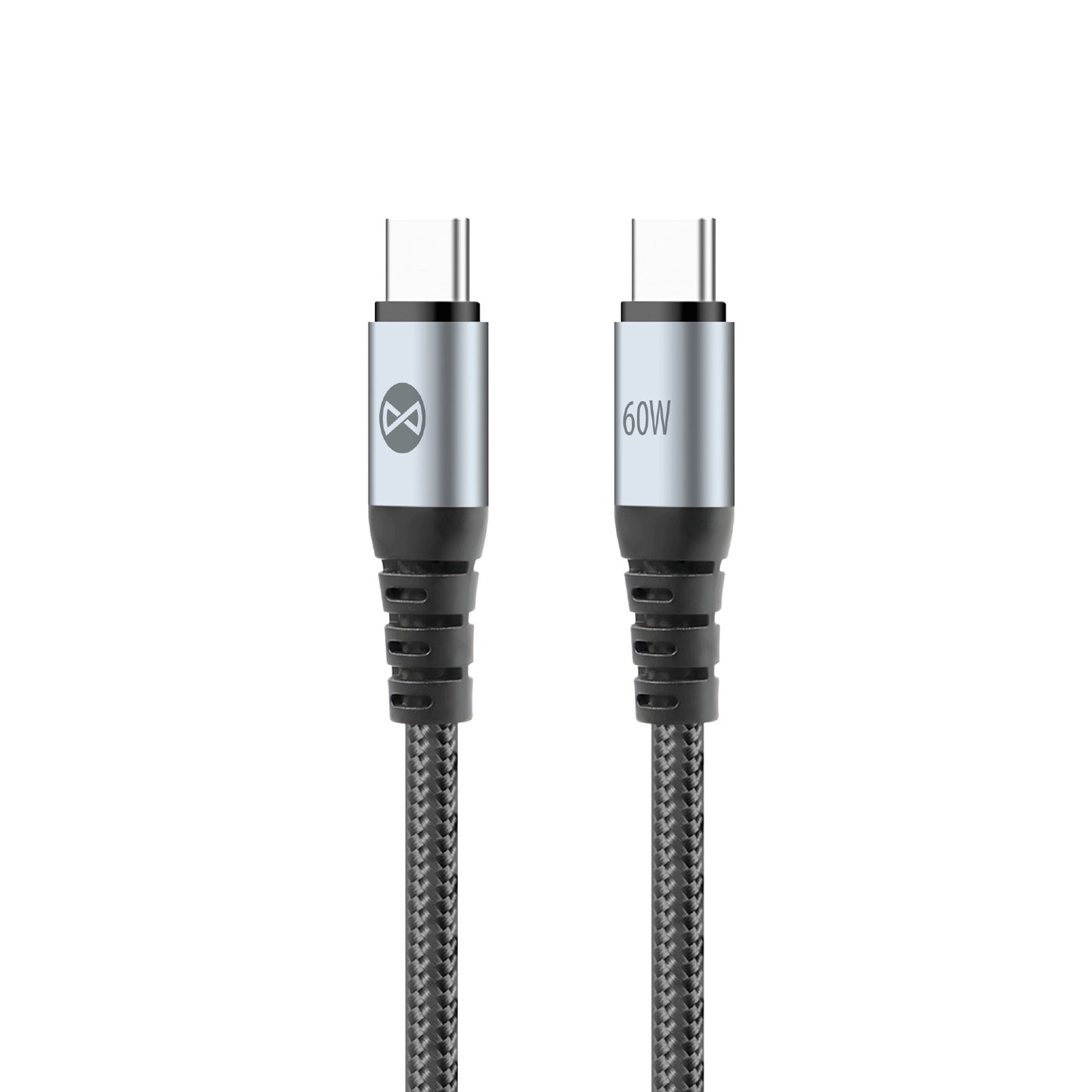 USB-C - USB-C Forever Braix adat- és töltőkábel, 60W, 1m, Fekete