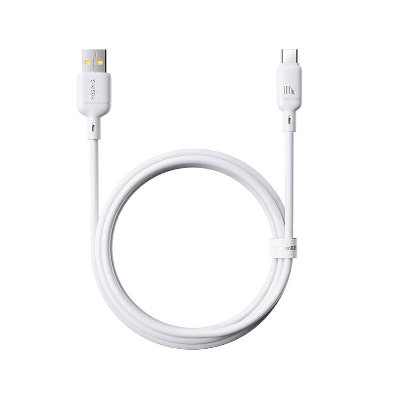 USB-A - USB-C Baseus Silky adat- és töltőkábel, 100W, 1m, Fehér P10377703213-00