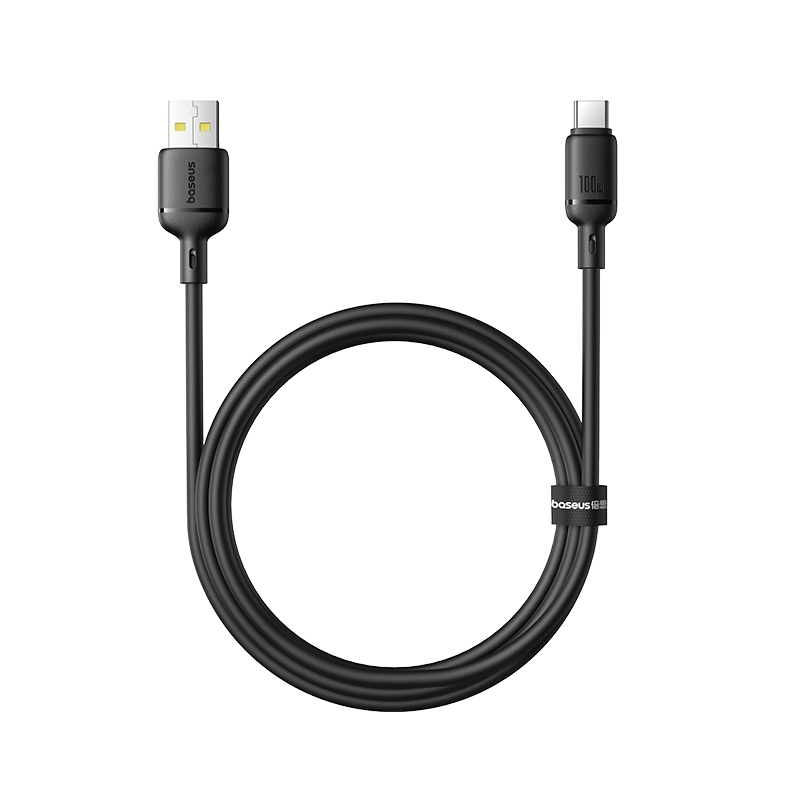USB-A - USB-C Baseus Silky adat- és töltőkábel, 100W, 1m, Fekete P10377703113-00