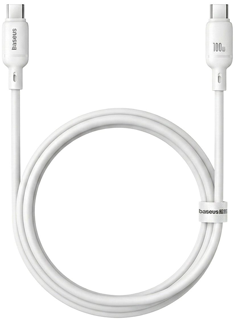 USB-C - USB-C Baseus Silky adat- és töltőkábel, 100W, 1m, Fehér P10377704213-00