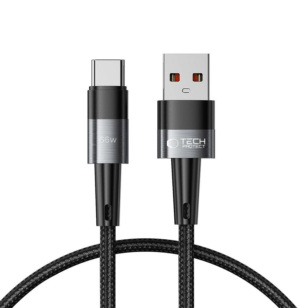 USB-A - USB-C adat- és töltőkábel Tech-Protect Ultraboost, 66W, 0,5m, szürke